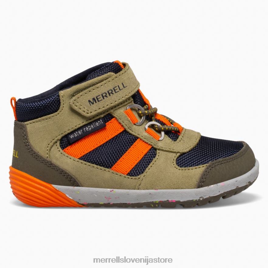 otroci čevlje olivna/modra/oranžna T600D1457 Merrell bare steps ridge jr hiker (ml266269)