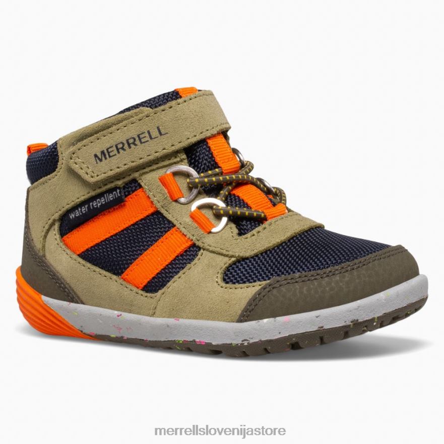 otroci čevlje olivna/modra/oranžna T600D1457 Merrell bare steps ridge jr hiker (ml266269)