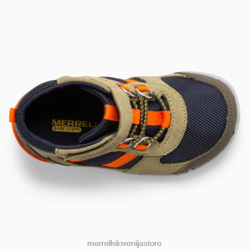otroci čevlje olivna/modra/oranžna T600D1457 Merrell bare steps ridge jr hiker (ml266269)