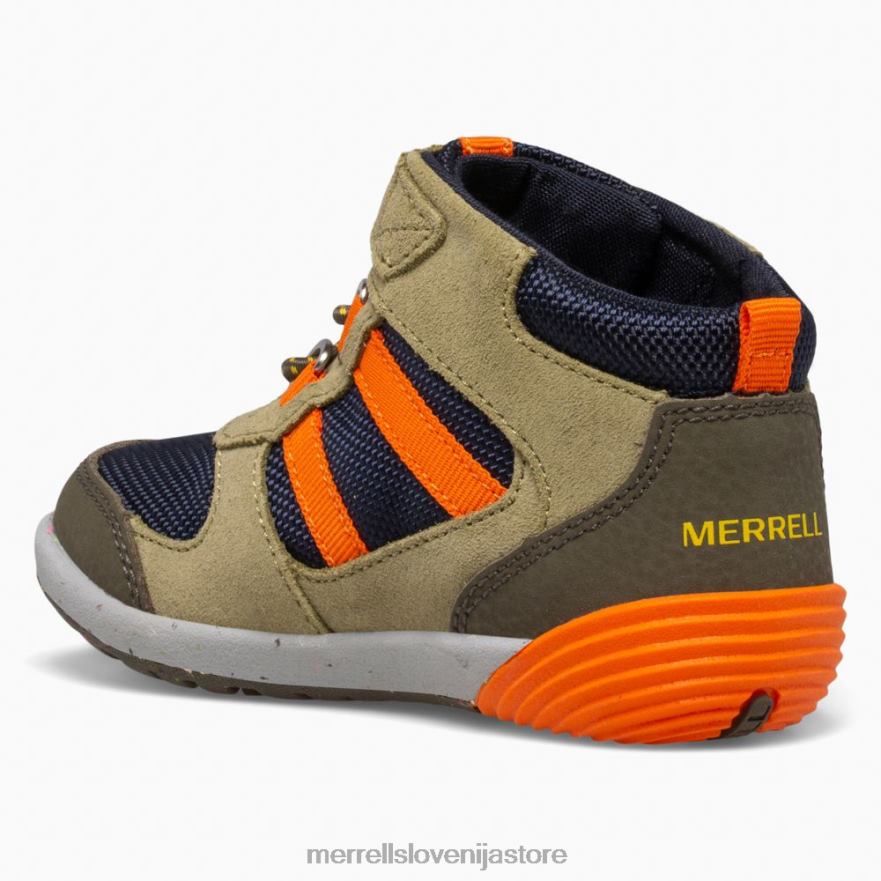 otroci čevlje olivna/modra/oranžna T600D1457 Merrell bare steps ridge jr hiker (ml266269)